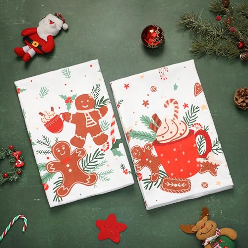 Gingerbread Christmas Kitchen Towels Set of 2 - 18x26 Inches