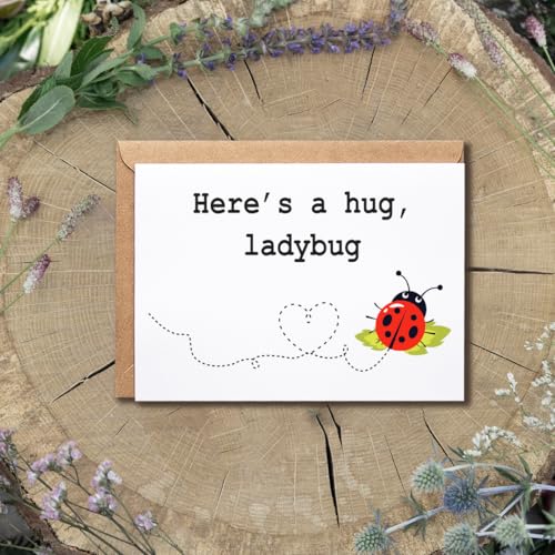Here's a Hug Ladybug Greeting Card - Blank Inside, 5x7