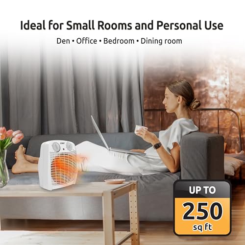 EZ-HEAT 750/1,500 Watt Portable Indoor Space Heater with Adjustable Thermostat, Overheat Sensor, Safety Tip-Over Switch, & Stay Cool Housing, BNS-15K