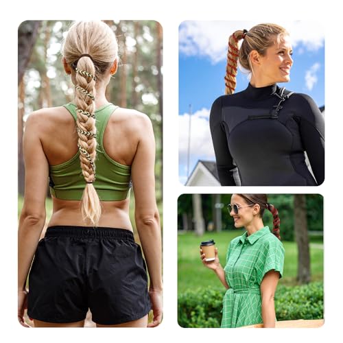 HJZHII 3PCS Spiral Braided Hair Ties Long Ponytail Holder Wrap for Sports
