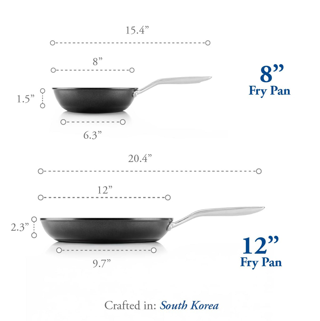 TECHEF - Onyx Collection Nonstick Frying Pan Skillet Set, PFOA-Free, Dishwasher Oven Safe, Stay-Cool Stainless Steel Handle, Induction-Ready, Made in Korea (8-inch and 10-inch)