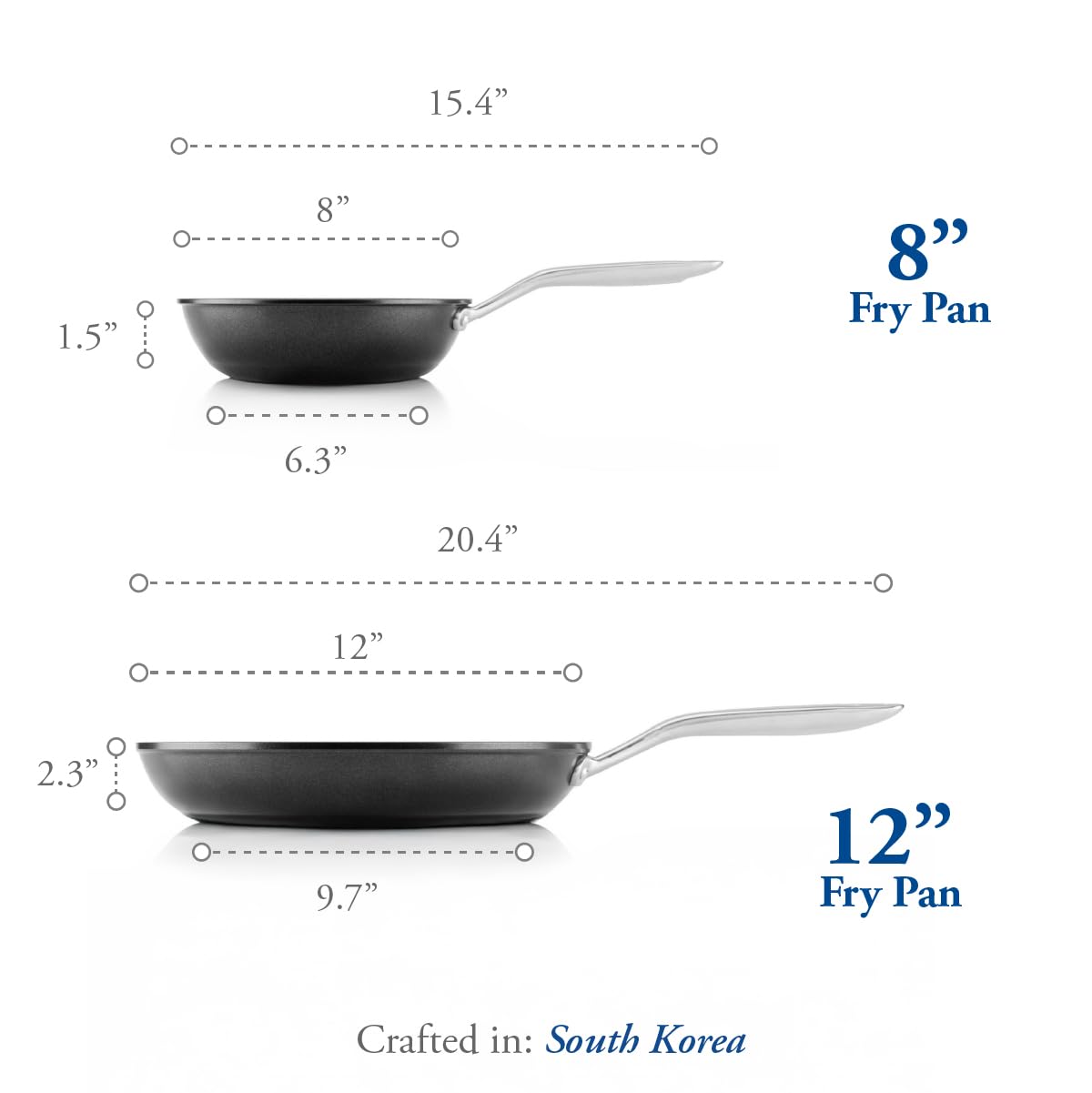 TECHEF - Onyx Collection Nonstick Frying Pan Skillet Set, PFOA-Free, Dishwasher Oven Safe, Stay-Cool Stainless Steel Handle, Induction-Ready, Made in Korea (8-inch and 10-inch)