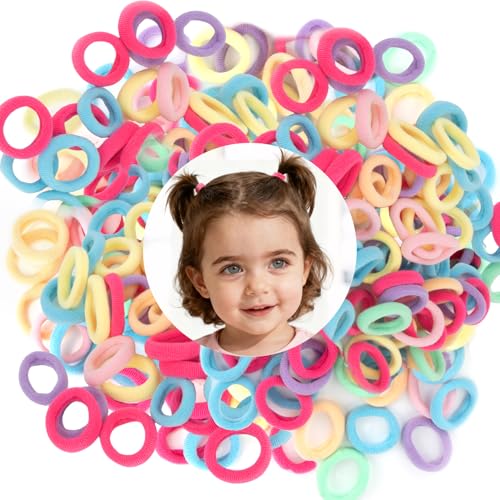 RAQEHO 400PCS Baby Hair Ties - Soft Seamless Toddler Hair Bands for Fine Hair