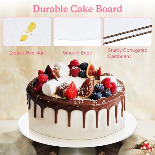 Ciyufavo 12 Inch Round Cake Drum - Sturdy 1/4" Thick Cake Board (2 Pack)