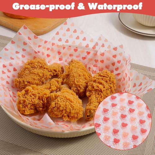 Larrel 50PCS Pink Love Wax Paper Sheets - Greaseproof Food Wrapping Paper