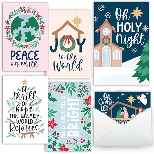 Religious Christmas Cards with Envelopes - Scripture 54 pcs - USA Designed