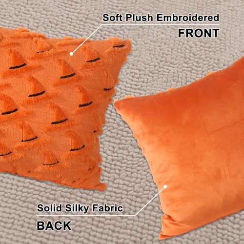Halloween Orange Witch Hat Pillow Covers - Set of 2, 18x18"
