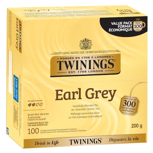 Twinings Earl Grey Black Tea, 100 Individually Wrapped Tea Bags