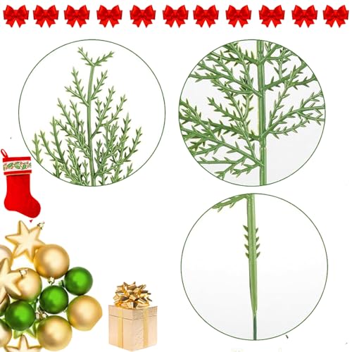 30pcs Artificial Christmas Pine Needles Branches, 12.6-inch Fake Greenery
