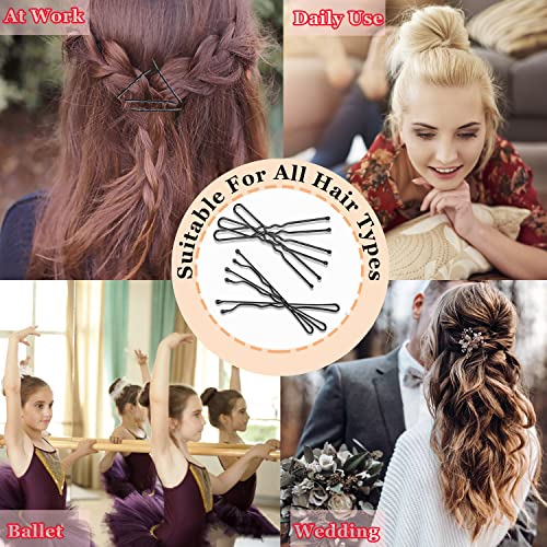 Black Bobby Pins and U Shaped Hair Pins Set - 200 Pcs with Storage Box