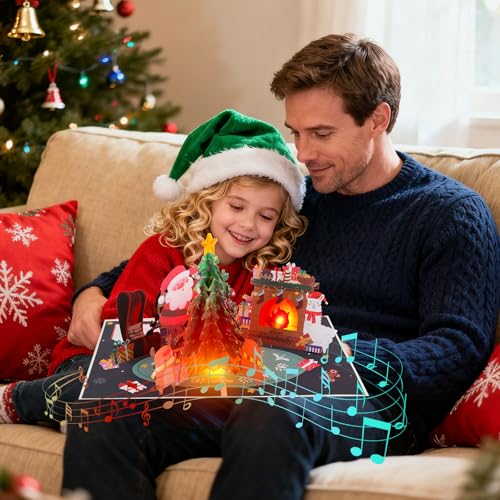 Musical Christmas Card with Lights & Music - Interactive Holiday Greeting Card