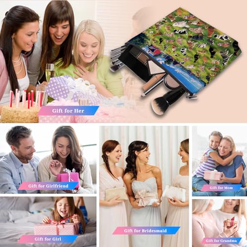 Dog Doodle Art Makeup Bag Cute Puppy Cosmetic Pouch for Women