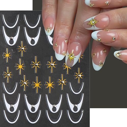 French Tip Nail Art Stickers 3D Self-Adhesive Metal Strip Decals