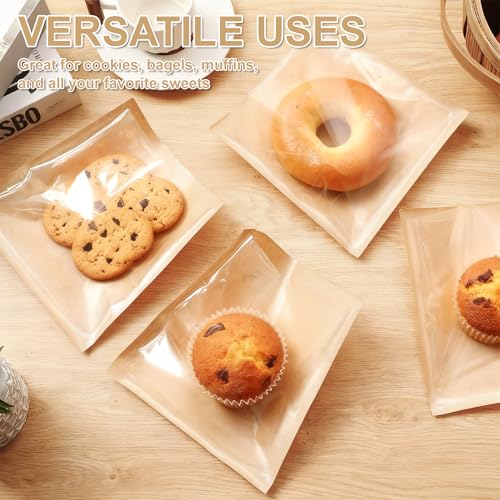 120 Pack Kraft Cookie Bags with Clear Window and Thank You Stickers