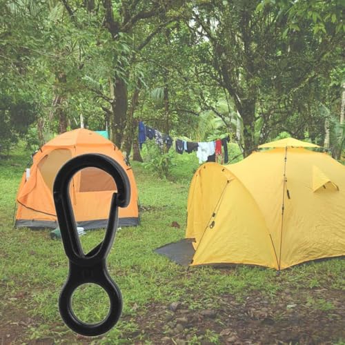 10Pcs Black Plastic Multifunction Snap Clip Hook Camping Carabiner Buckle,Camping Equipment Tent Buckle Clips Tent Hooks for Lights Hanging to Canopy Outdoor Tent Accessories and Keychain Carabiners