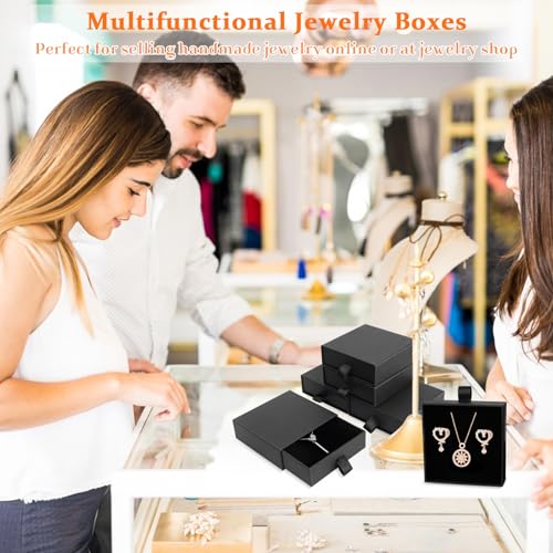 Mirgrmle Drawer Jewelry Gift Box Set - Black 5 Pack 3.5x3.5x1.18 inch Small Storage Boxes for Necklaces Earrings Rings Bracelets (Variation: Drawer Box-Black-5PACK 1)
