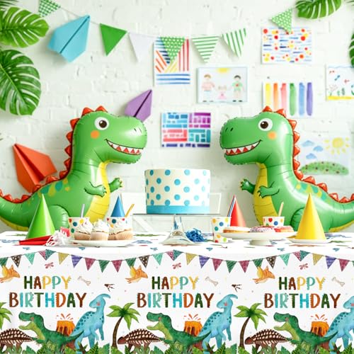 Dinosaur Birthday Tablecloths - 4 Pack Plastic Dino Decorations