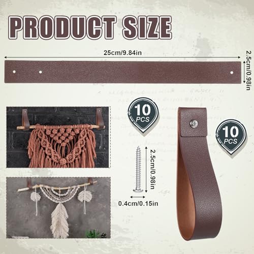 Eldraqth 10-Piece Leather Wall Hanging Straps - Boho Curtain Rod Holders