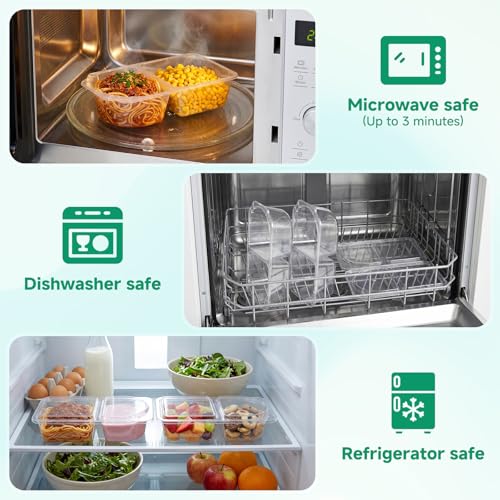 10-Pack 10oz Leakproof Snack Containers with Lids – 2 Compartment Meal Prep for Travel