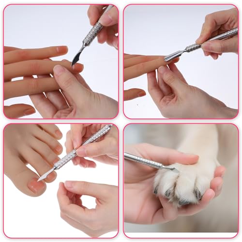 Dual Head Stainless Steel Nail Cuticle Pusher and Scraper Tool