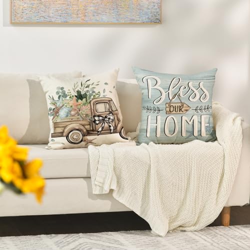 AVOIN colorlife Eucalyptus & Starfish Throw Pillow Covers 18x18 Set of 4