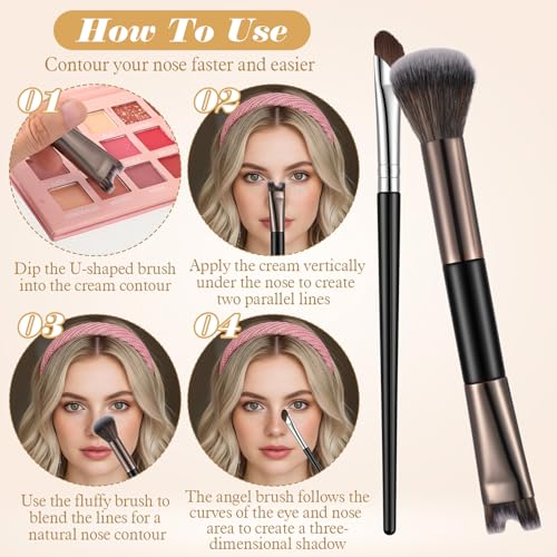 Dual Ended Nose Contour Brush Set U-Shaped Sculpting Tool 2Pcs