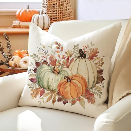 RABUSOFA Fall Pillow Covers 18x18 Inch Waterproof Outdoor Thanksgiving Cushion Cases