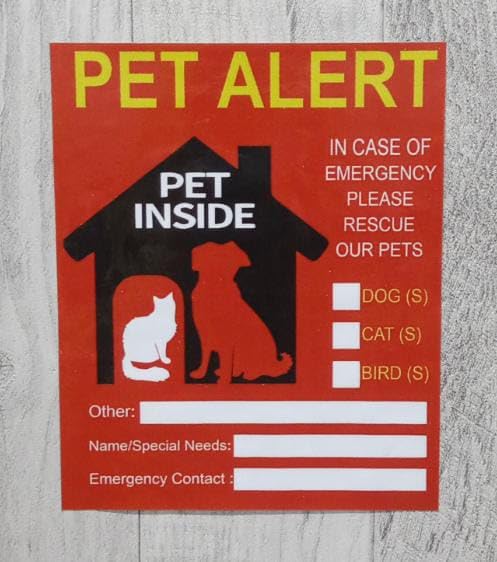 2 Pack Pet Alert Stickers - Waterproof Vinyl Emergency Signs