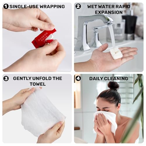 40PCS Compressed Towel Tablets - Travel Towel, Disposable Face Towels for Travel,Camping Towel, Disposable Washcloths for Adults Hiking Gear Individual Packaging Face Remove Makeup Wipes