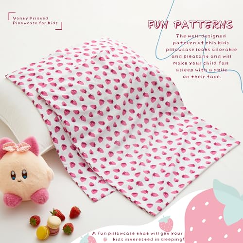 Vonty Kids Microfiber Pillowcase Pink Strawberry Print 20x26in 1PC