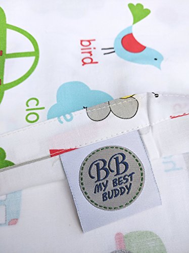 Toddler Pillowcase 'Words' - 100% Cotton, Machine Washable, 13x18 & 14x19
