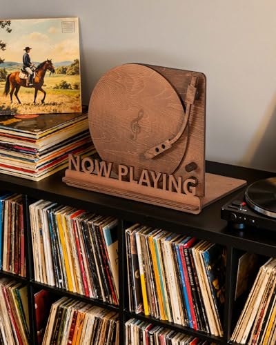 Now Playing Vinyl Record Stand - Tabletop Holder for LPs