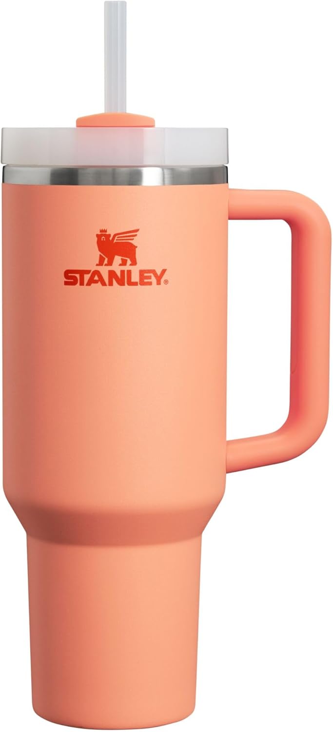 STANLEY Quencher H2.0 Tumbler - 40 oz Insulated Stainless Steel Cup with Handle & Straw | Nectarine Color