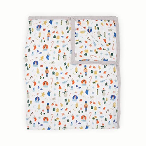 Little Unicorn Premium Quilted Throw Blanket - Christmas Time 60x72 Inches, Super Soft Multi-Layer Muslin for Kids & Families
