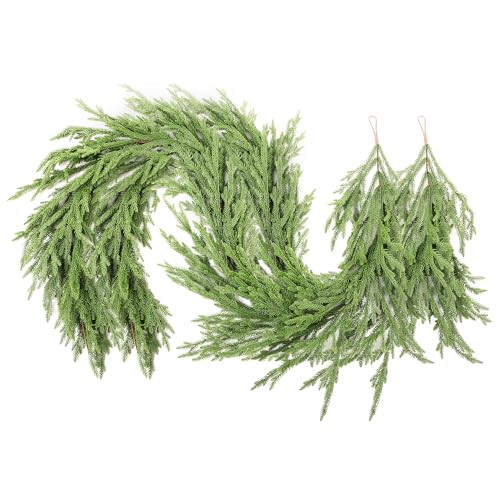Bellacat 6ft Real Touch Norfolk Pine Garland with Soft Clear Texture Leaves - Green, 2 Pack