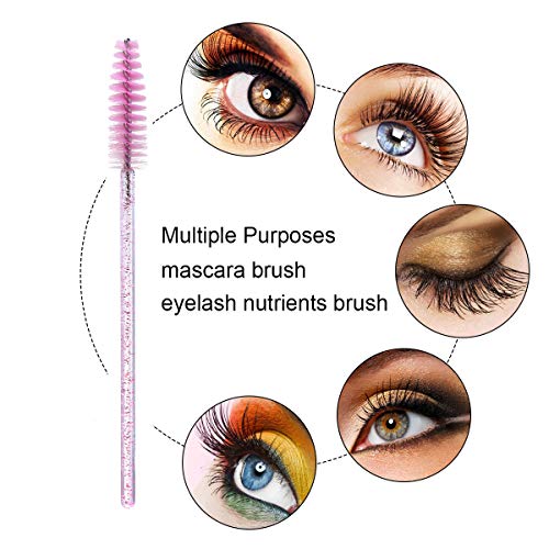 Elisel Disposable Mascara Brushes 100pcs with Container - Crystal Pink