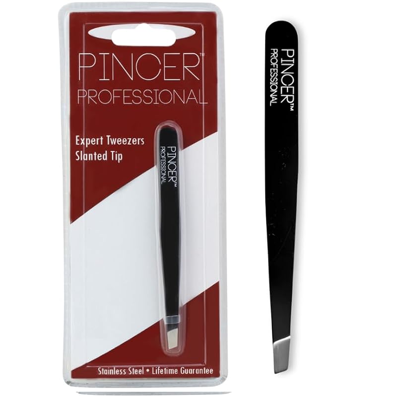 Pincer Professional Stainless Steel Grooming Set with Slanted Tweezers and Nail Clippers