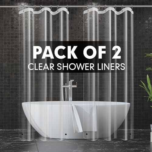 36" x 72" Clear Plastic Shower Curtain Liners - 2 Pack, Narrow Size