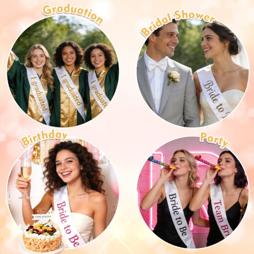 6 Pcs Premium White Satin Sashes for DIY Party Customization