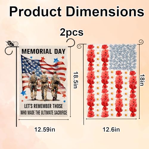 Memorial Day Garden Flags Set - 2 Durable Patriotic Outdoor Decorations