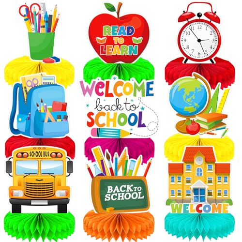 Back to School Honeycomb Centerpieces - 9 Pcs Classroom Party Decorations