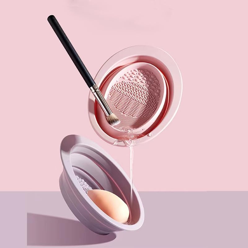 GOSATYUM Foldable Silicone Makeup Brush Cleaning Bowl and Pad