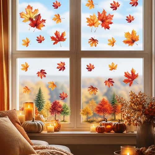 Fall Trees Window Clings - Autumn Leaf Decorations for Home