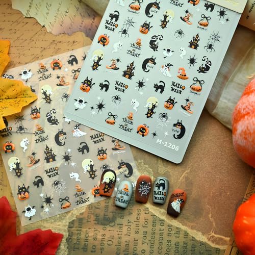 Halloween 5D Self-Adhesive Nail Stickers Ghost Pumpkin Spider Decals