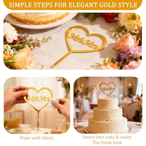 Elegant Mr and Mrs Acrylic Cake Topper for Weddings & Anniversaries