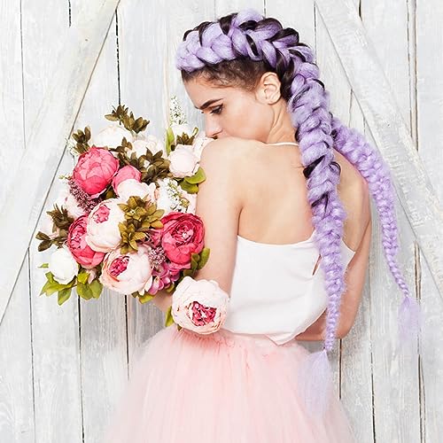 MAQIHAN 24 Inch Jumbo Braiding Hair Extensions, Light Purple Synthetic Hair
