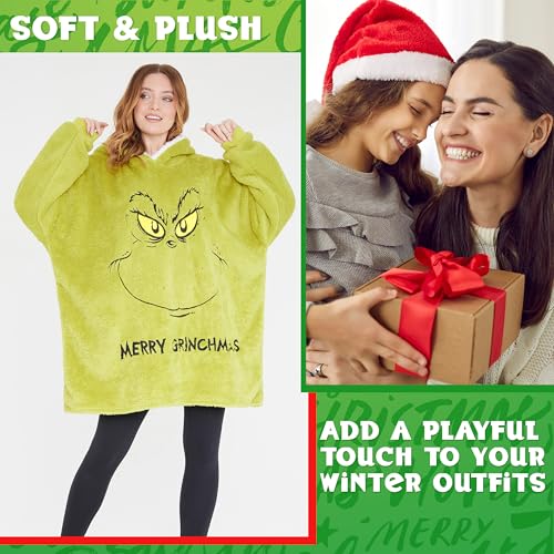 Grinch Oversized Wearable Hoodie Blanket - Fleece Christmas Gift for Men & Teens