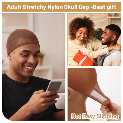Thrymme 10-Pack Stretchy Polyester Wave Caps for Men in Coffee