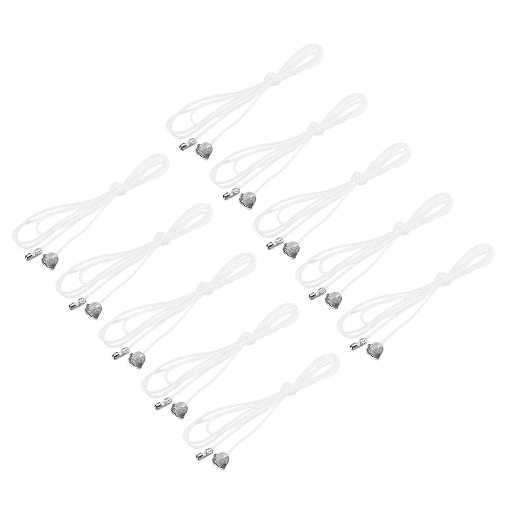 MECCANIXITY Pull Cord for Ceiling Switch, Light Pull Cord String Ceiling Fan String with Connector Pull Chain Extension, White Silver, Pack of 10