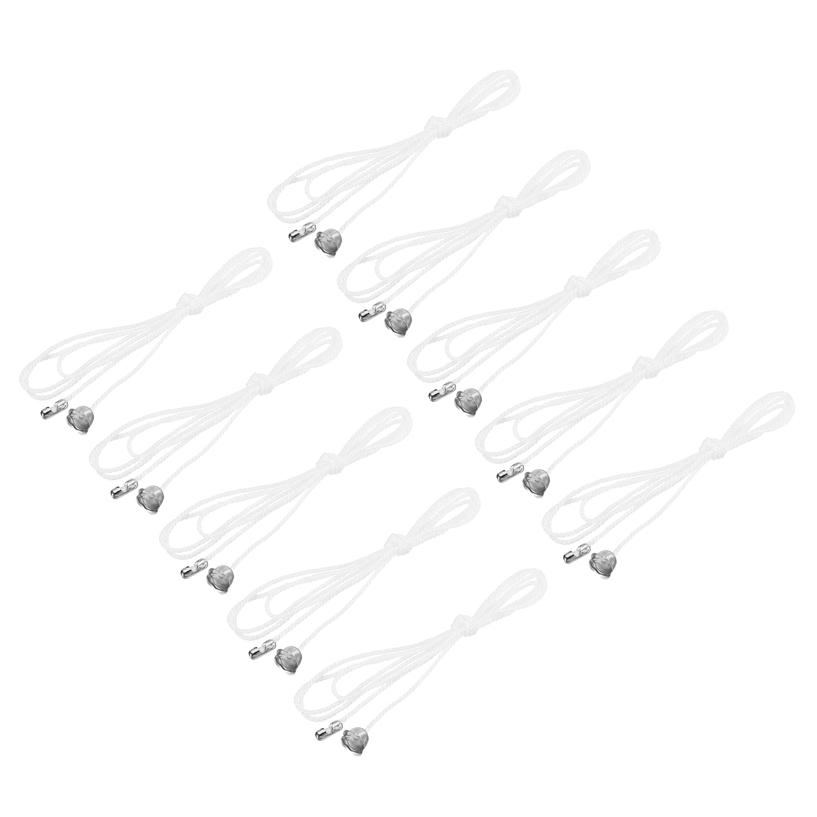 MECCANIXITY Pull Cord for Ceiling Switch, Light Pull Cord String Ceiling Fan String with Connector Pull Chain Extension, White Silver, Pack of 10
